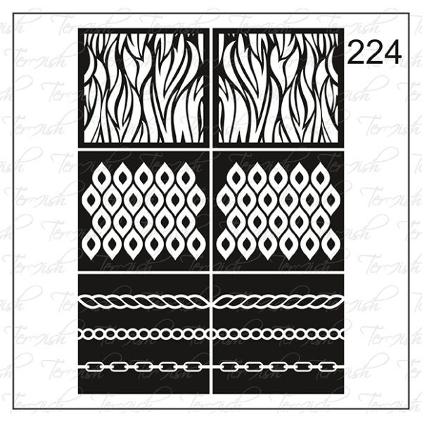 Plantilla para aerografía y diseño de uñas Nº 224
