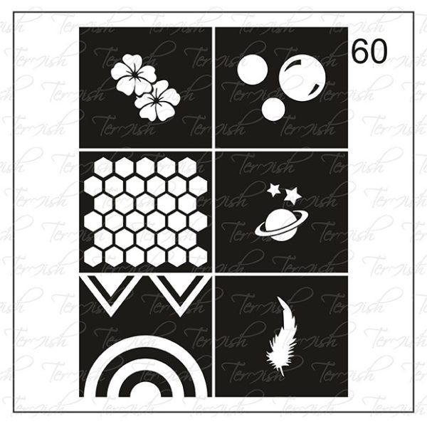 Plantilla para aerografía y diseño de uñas Nº 60