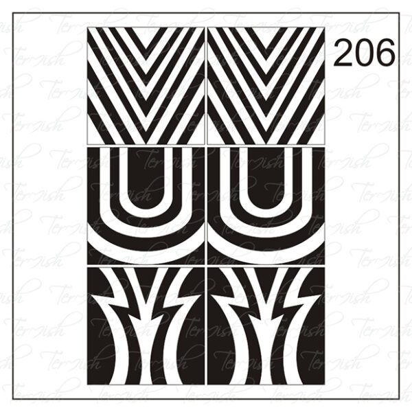 Plantilla para aerografía y diseño de uñas Nº 206