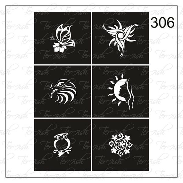 Plantilla para aerografía y diseño de uñas Nº 306