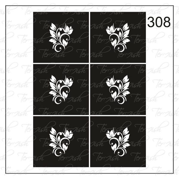 Plantilla para aerografía y diseño de uñas Nº 308