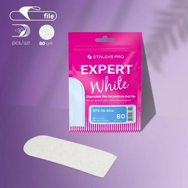 Limas Desechables Blancas Para Lima Metálica De Pedicura EXPERT 10 Staleks DFE-10-80W