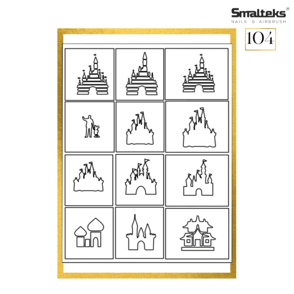 Plantilla para aerografía y diseño de uñas Smalteks 104