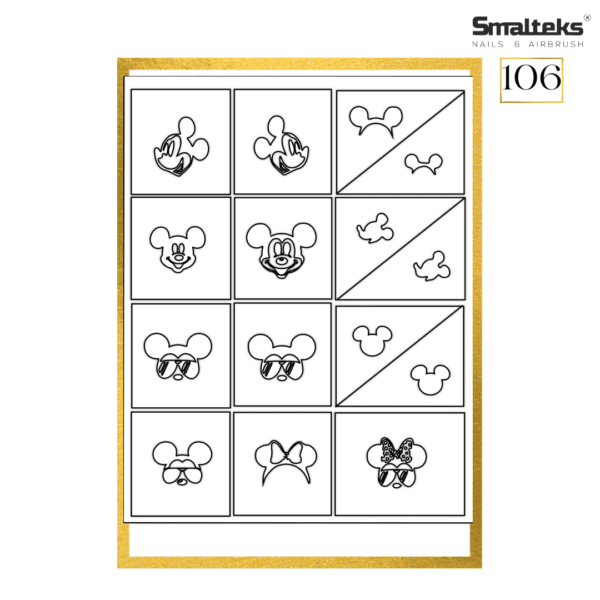 Plantilla para aerografía y diseño de uñas Smalteks 106