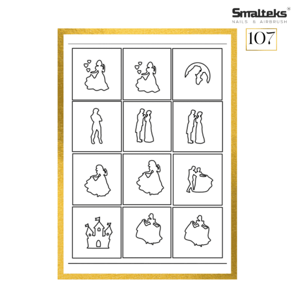 Plantilla para aerografía y diseño de uñas Smalteks 107