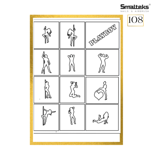 Plantilla para aerografía y diseño de uñas Smalteks 108