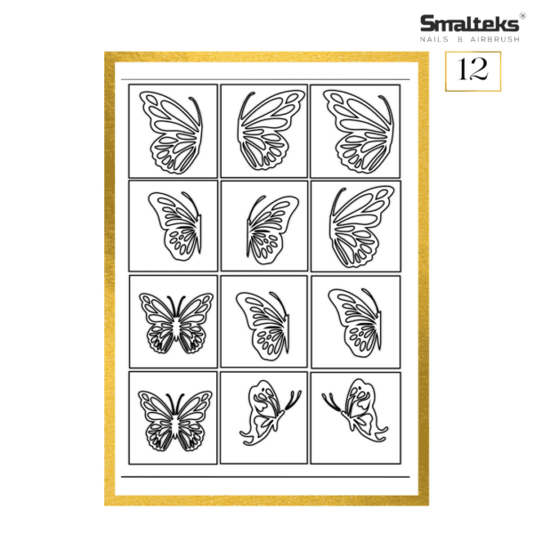 Plantilla para aerografía y diseño de uñas Smalteks 12