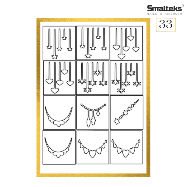 Plantilla para aerografía y diseño de uñas Smalteks 33