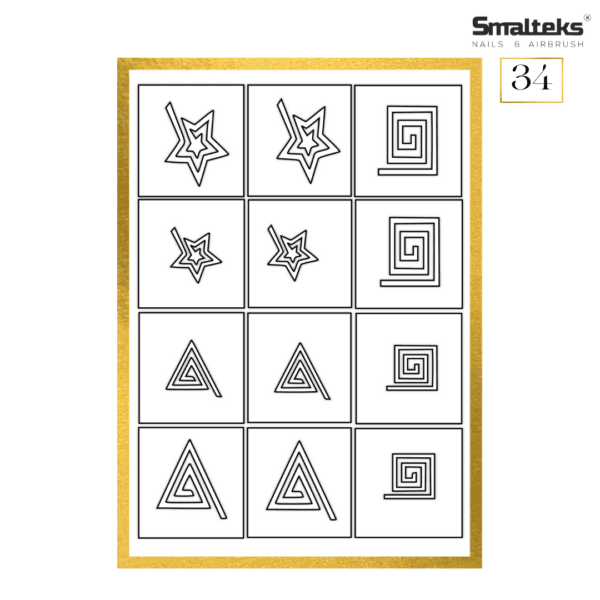 Plantilla para aerografía y diseño de uñas Smalteks 34