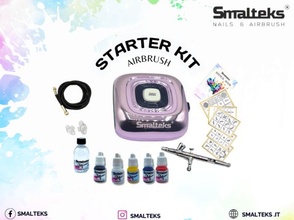 Kit Start completo aerografía en manicura lila Smalteks