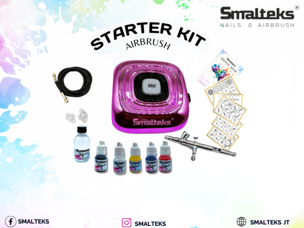 Kit Start completo aerografía en manicura fucsia Smalteks