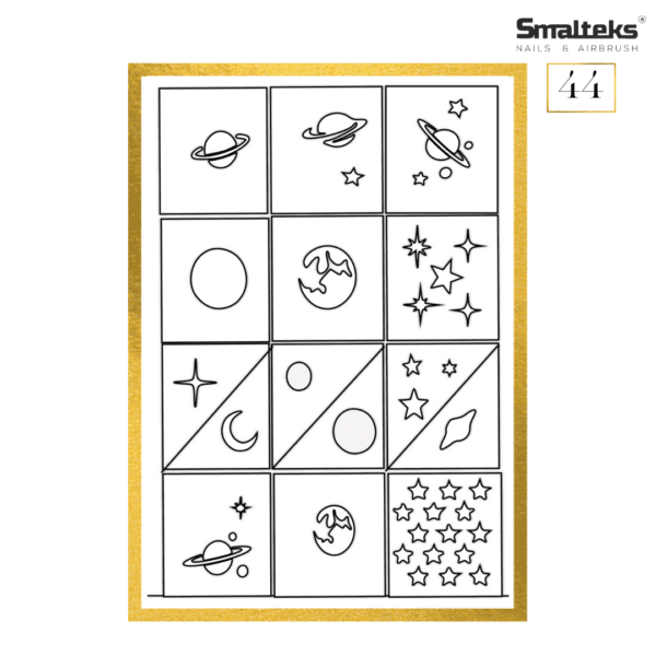 Plantilla para aerografía y diseño de uñas Smalteks 44