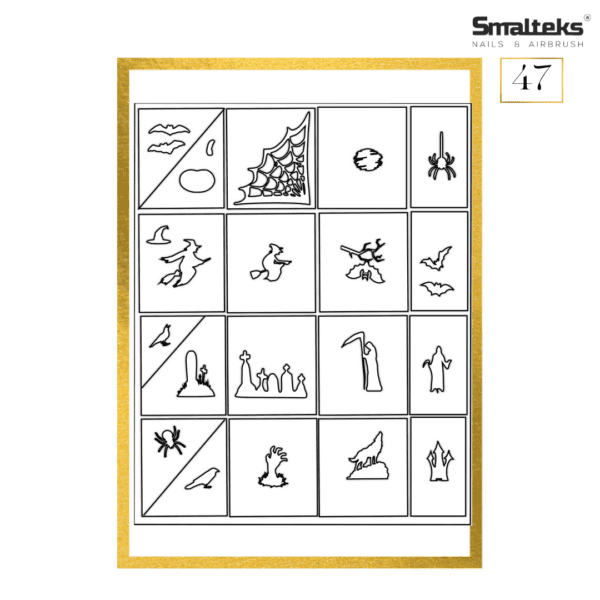 Plantilla para aerografía y diseño de uñas Smalteks 47