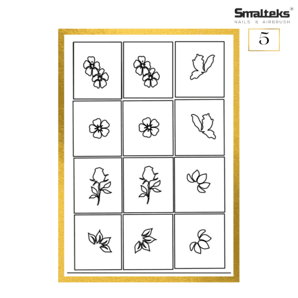 Plantilla para aerografía y diseño de uñas Smalteks 05