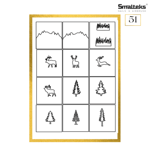 Plantilla para aerografía y diseño de uñas Smalteks 51