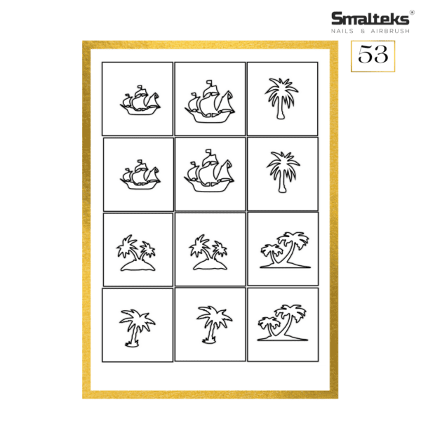 Plantilla para aerografía y diseño de uñas Smalteks 53