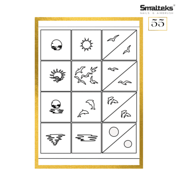 Plantilla para aerografía y diseño de uñas Smalteks 55