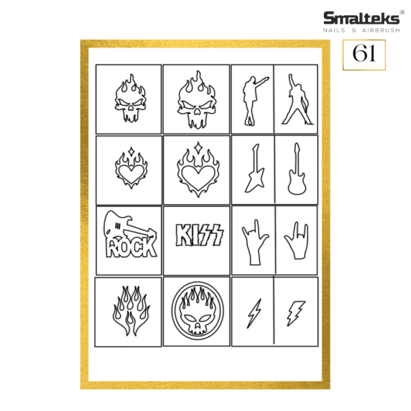 Plantilla para aerografía y diseño de uñas Smalteks 61
