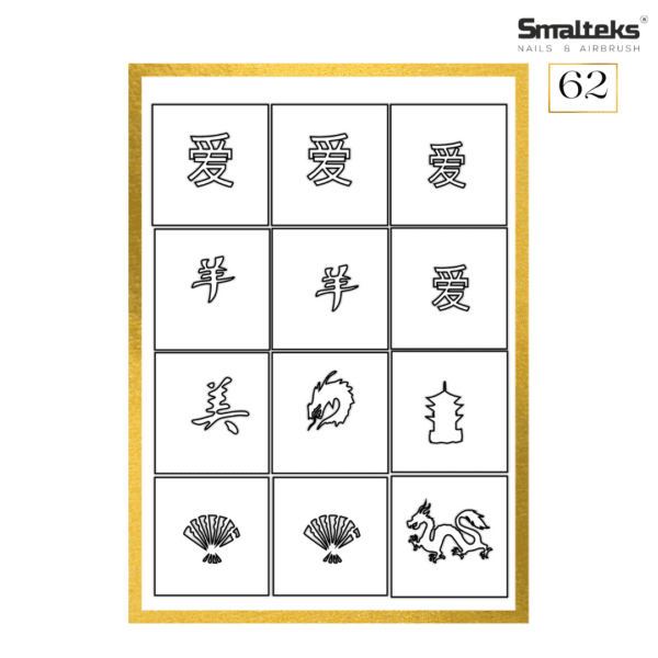 Plantilla para aerografía y diseño de uñas Smalteks 62