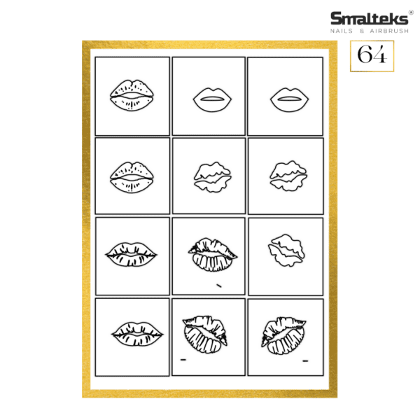 Plantilla para aerografía y diseño de uñas Smalteks 64