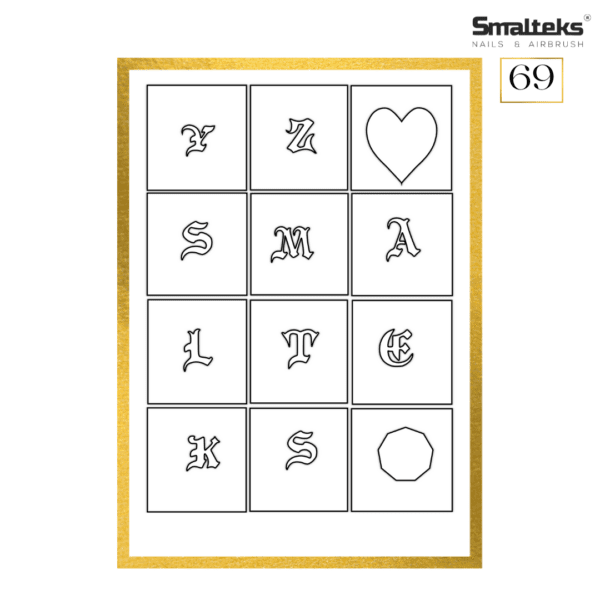 Plantilla para aerografía y diseño de uñas Smalteks 69