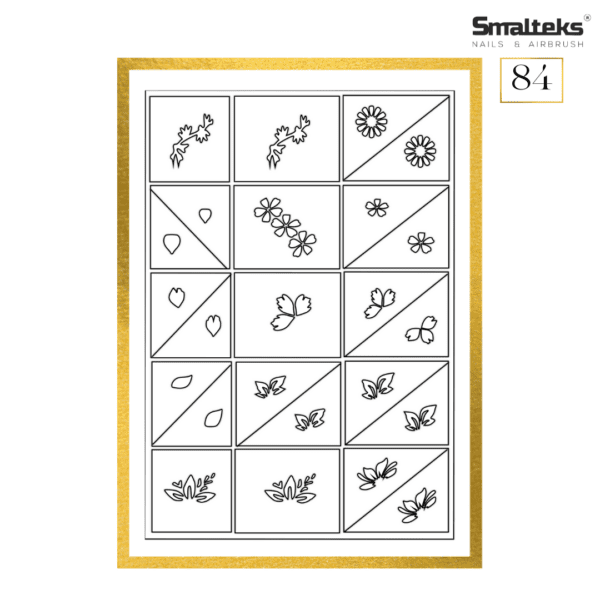 Plantilla para aerografía y diseño de uñas Smalteks 84