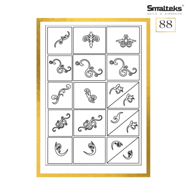 Plantilla para aerografía y diseño de uñas Smalteks 88