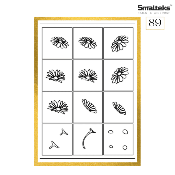 Plantilla para aerografía y diseño de uñas Smalteks 89