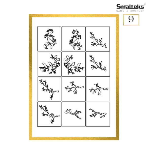 Plantilla para aerografía y diseño de uñas Smalteks 09