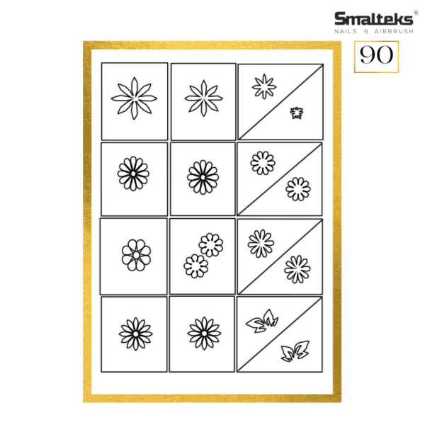 Plantilla para aerografía y diseño de uñas Smalteks 90