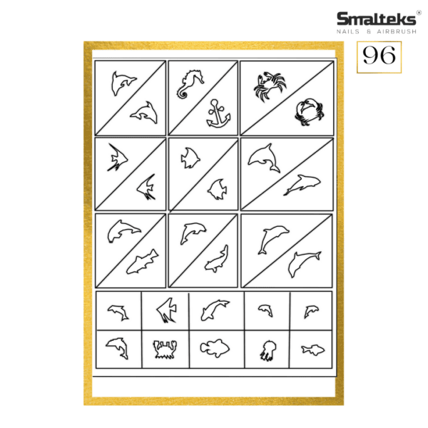 Plantilla para aerografía y diseño de uñas Smalteks 96