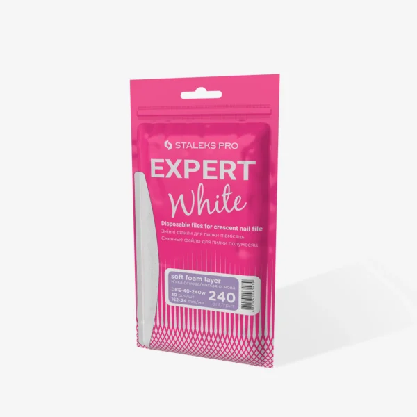 Limas Desechables Blancas Para Uñas De Media Luna (Base Blanda) EXPERT 40 (30 Uds.) Staleks DFE-40-240W - Imagen 4