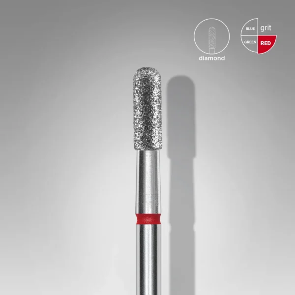 Fresa manicura Diamante Cilíndrica Redondeada Roja EXPERT, Diámetro De 2,3 Mm / Parte De Trabajo De 6,5 Mm Staleks #34 SKU: FA30R023/6.5