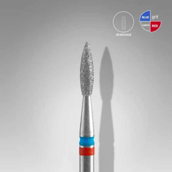 Fresa manicura de diamante para uñas DUO Llama Roja-Azul EXPERT, diámetro del cabezal 2,1mm / parte de trabajo 8mm Staleks #41 SKU: FA11RB021/8