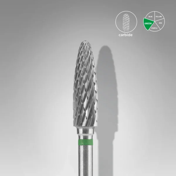 Fresa retirada de Carburo para uñas Verde Maíz EXPERT Diámetro De La Cabeza 4mm / Parte De Trabajo 14mm Staleks #14 SKU: FT90G040/14