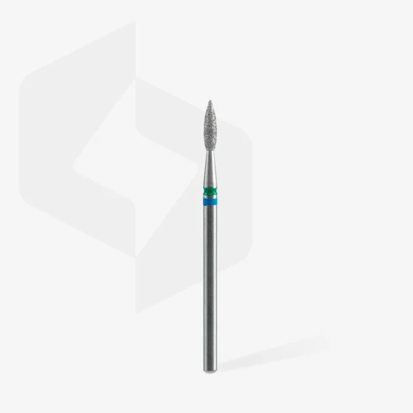 Fresa manicura de diamante para uñas DUO Llama Azul-Verde EXPERT, diámetro del cabezal 2,1mm / parte de trabajo 8mm Staleks #40 SKU: FA11BG021/8 - Imagen 2