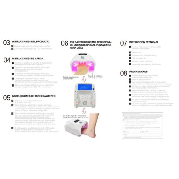 Lámpara de uñas rosa UVgel/ LED ETTAALA HIGH POWER manicura profesional - Imagen 8
