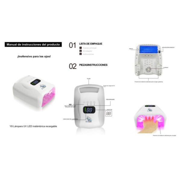 Lámpara de uñas rosa UVgel/ LED ETTAALA HIGH POWER manicura profesional - Imagen 9