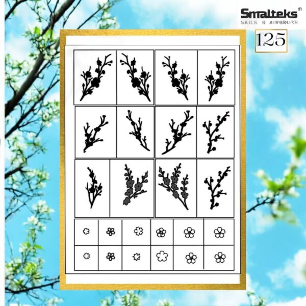 Plantilla para aerografía y diseño de uñas Smalteks 125