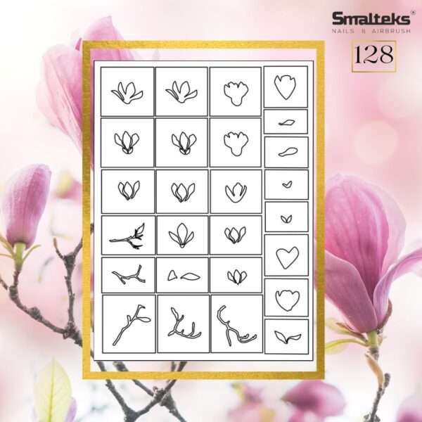 Plantilla para aerografía y diseño de uñas Smalteks 128
