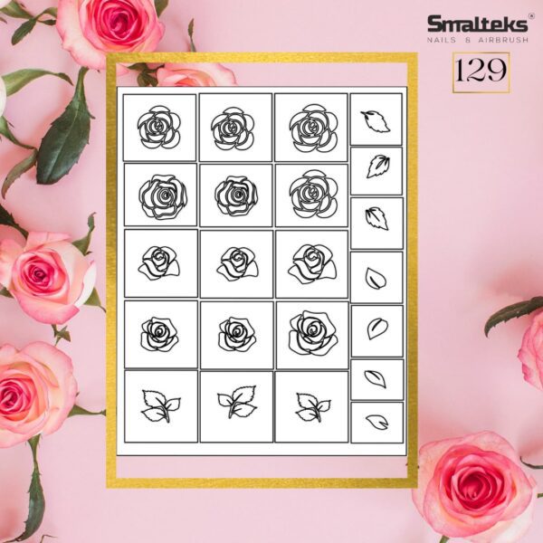 Plantilla para aerografía y diseño de uñas Smalteks 129