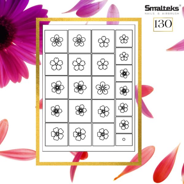 Plantilla para aerografía y diseño de uñas Smalteks 130