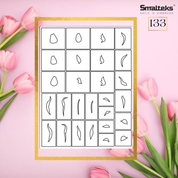 Plantilla para aerografía y diseño de uñas Smalteks 133