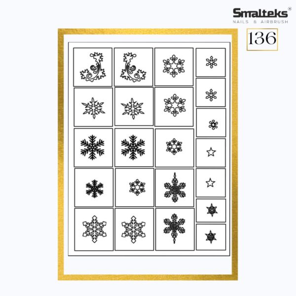 Plantilla para aerografía y diseño de uñas Smalteks 136