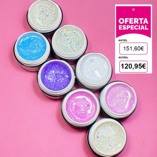 Pack Exclusivo 8 Geles Builder Glitter Illusion Beauty