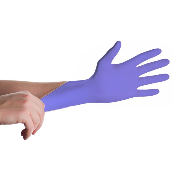 Guantes de nitrilo sin polvo color purpura violeta talla XS muy pequeña - 100 unidades