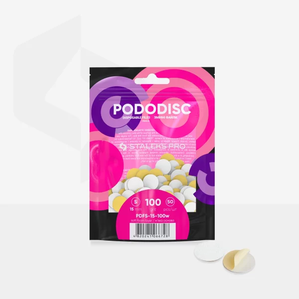 Recambios desechables blancos con una capa de espuma suave para el disco de pedicura PODODISC STALEKS PRO S (50 unidades) Grano 100 Staleks Pro SKU: PDFS-15-100w - Imagen 3