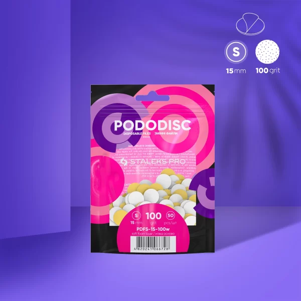 Recambios desechables blancos con una capa de espuma suave para el disco de pedicura PODODISC STALEKS PRO S (50 unidades) Grano 100 Staleks Pro SKU: PDFS-15-100w