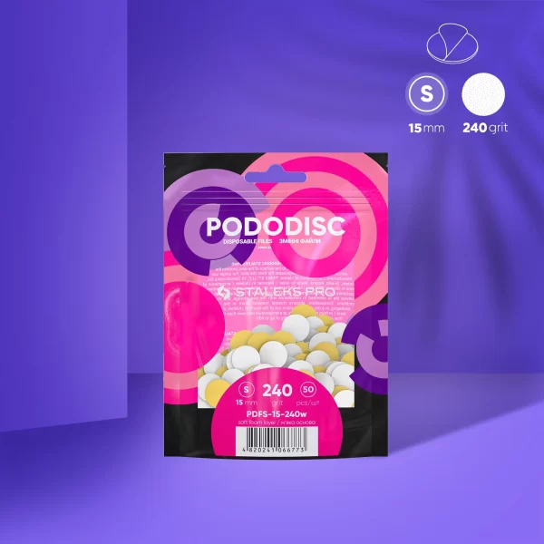 Recambios desechables blancos con una capa de espuma suave para el disco de pedicura PODODISC STALEKS PRO S (50 unidades) Grano 240 Staleks Pro SKU: PDFS-15-240W