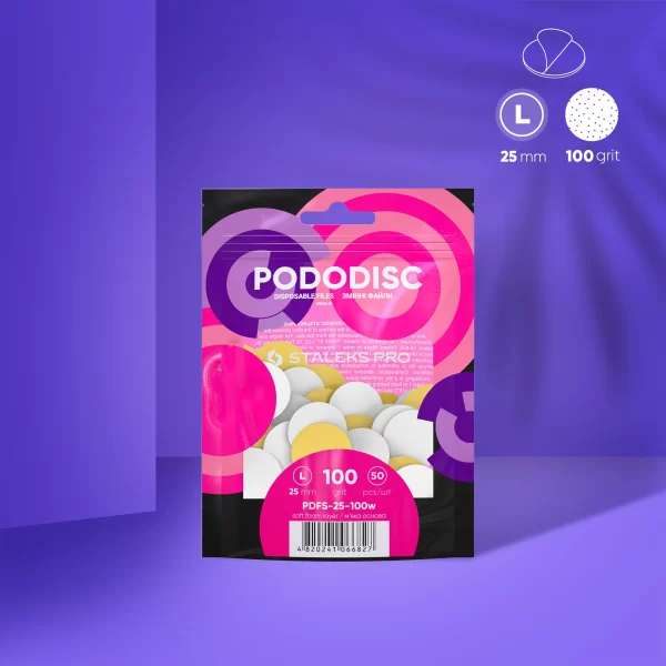 Recambios desechables blancos con una capa de espuma suave para el disco de pedicura PODODISC STALEKS PRO L (50 unidades) Grano 100 Staleks Pro SKU: PDFS-25-100w